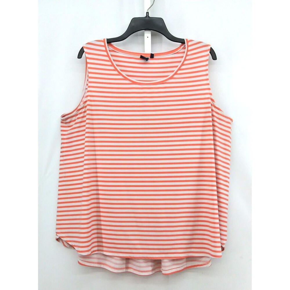 KAARI blue Shirt Womens Size 2X Orange White Striped Sleeveless Pullover Top